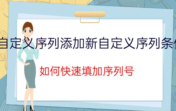 自定义序列添加新自定义序列条件 如何快速填加序列号？